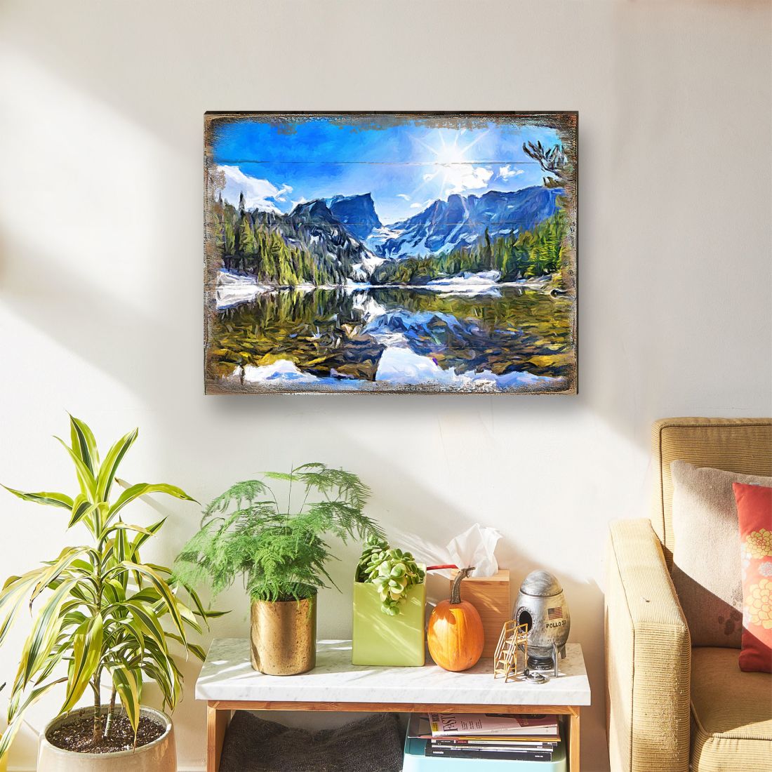 Forest Mountains Wooden Wall Art - Layered Birch Landscape