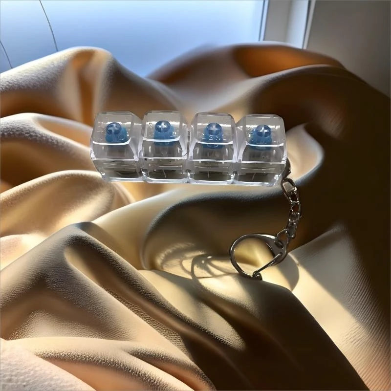 Transparent Fidget Keyboard Keychain – Instantly Relieve Stress with Every Click