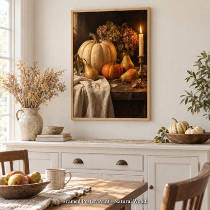 Moody Still Life Wall Art, Autumn Harvest Table Print