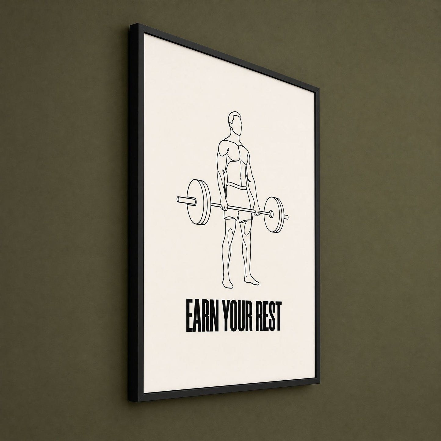 Barbell Wall Art for Home Gym - Framed Minimalist Deadlift Print