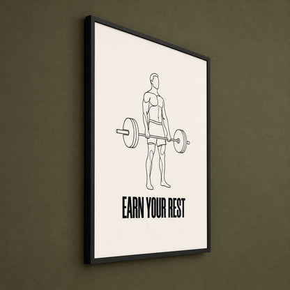 Barbell Wall Art for Home Gym - Framed Minimalist Deadlift Print