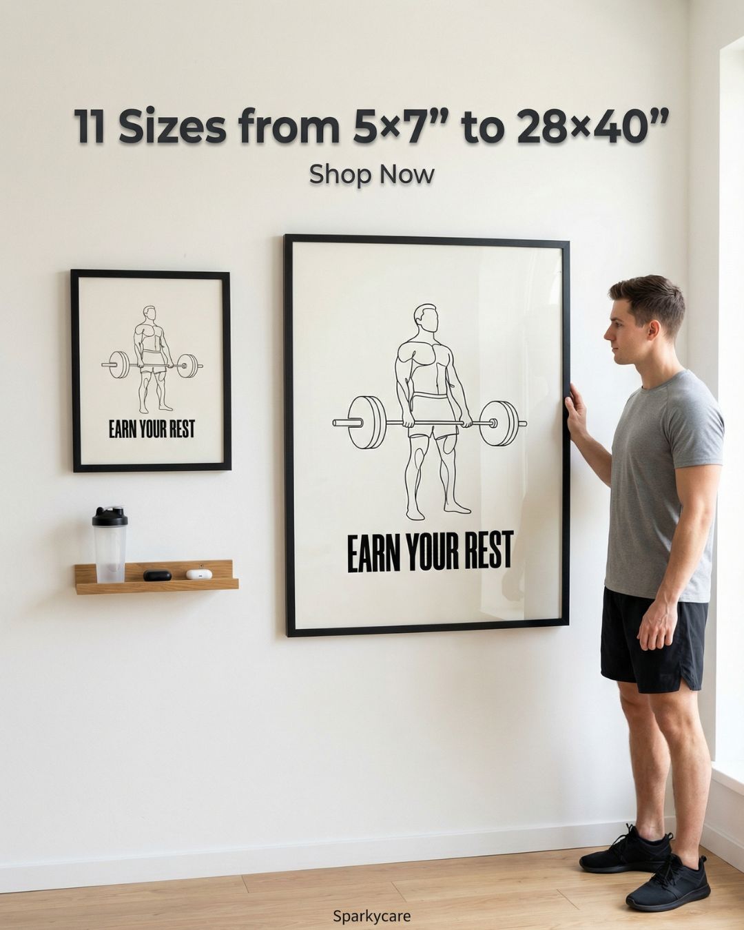 Earn Your Rest — Minimalist Deadlift Gym Poster