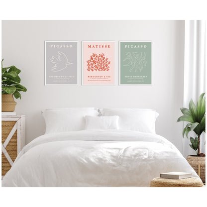 Abstract Bird and Dance 3 Piece Framed Canvas Art Set