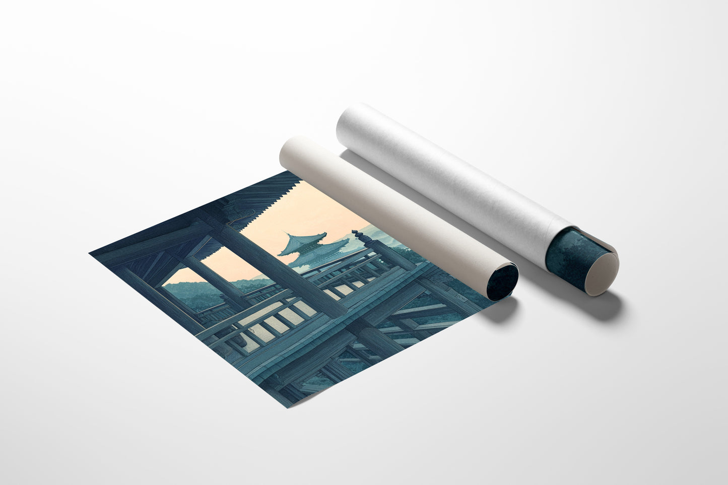 Japanese Temple Balcony Misty Mountain Wall Art Print