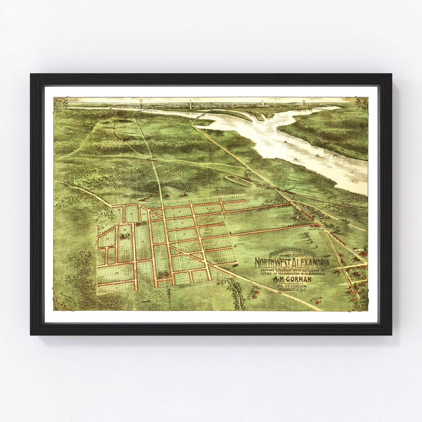 Vintage map of Alexandria, Virginia, 1890 - restored print