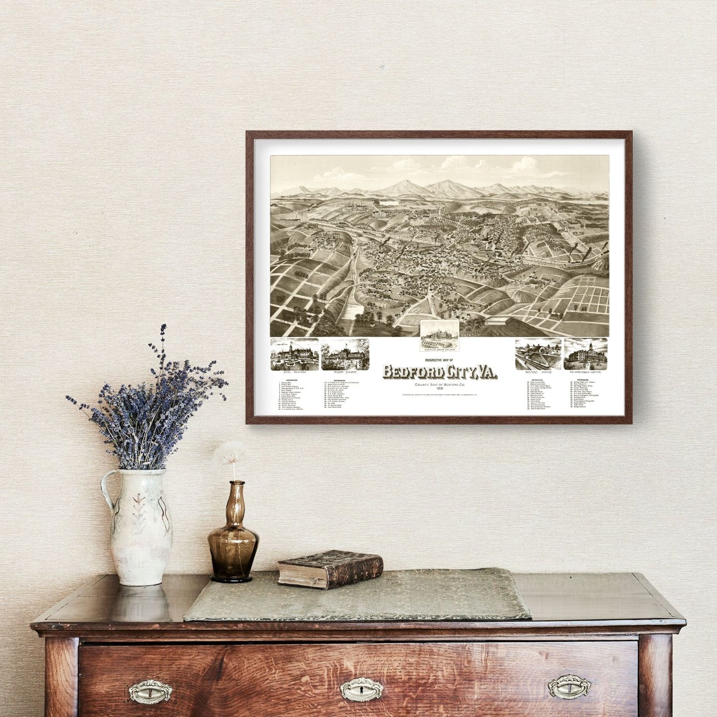 Vintage Map of Bedford City, Virginia, 1891