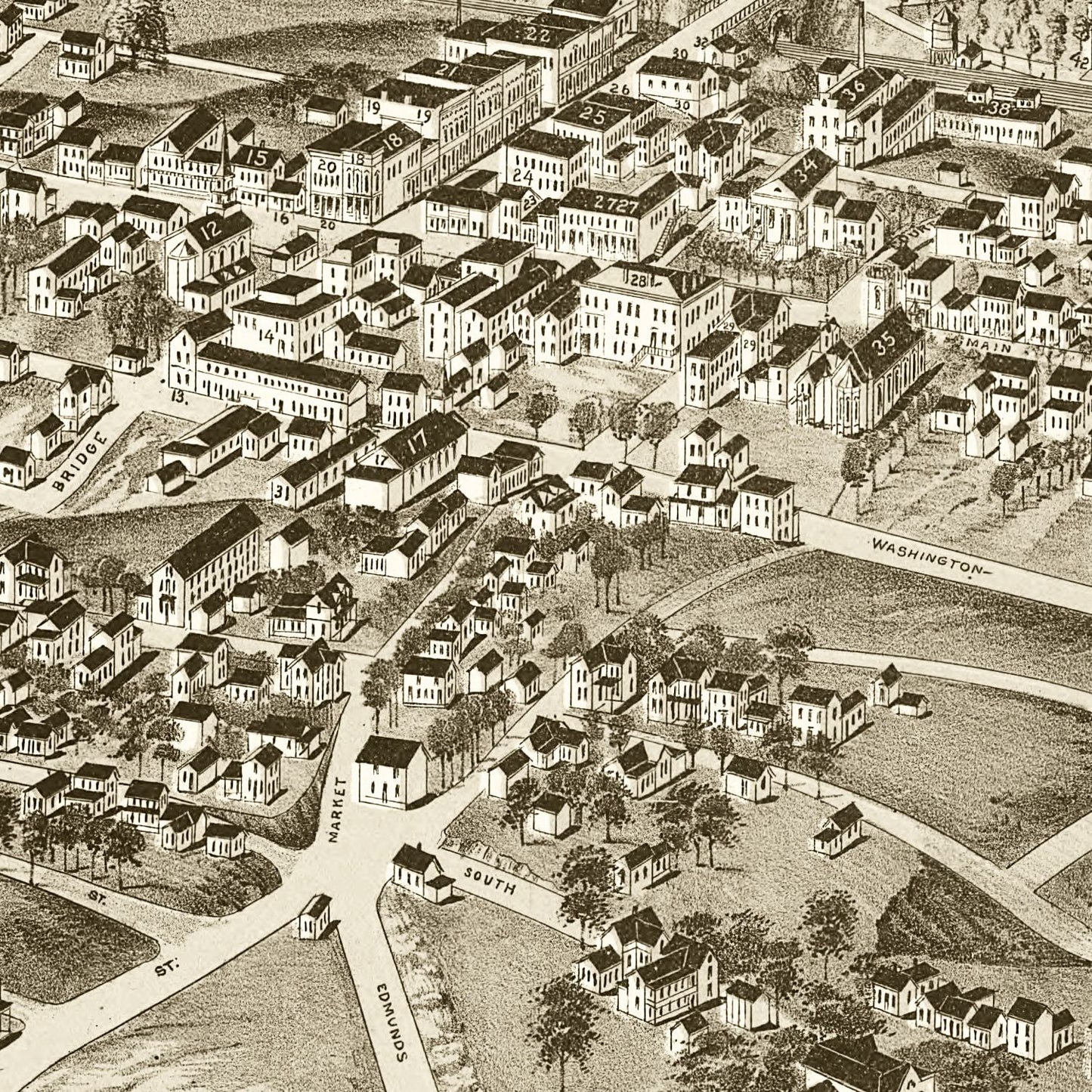 Vintage Map of Bedford City, Virginia, 1891