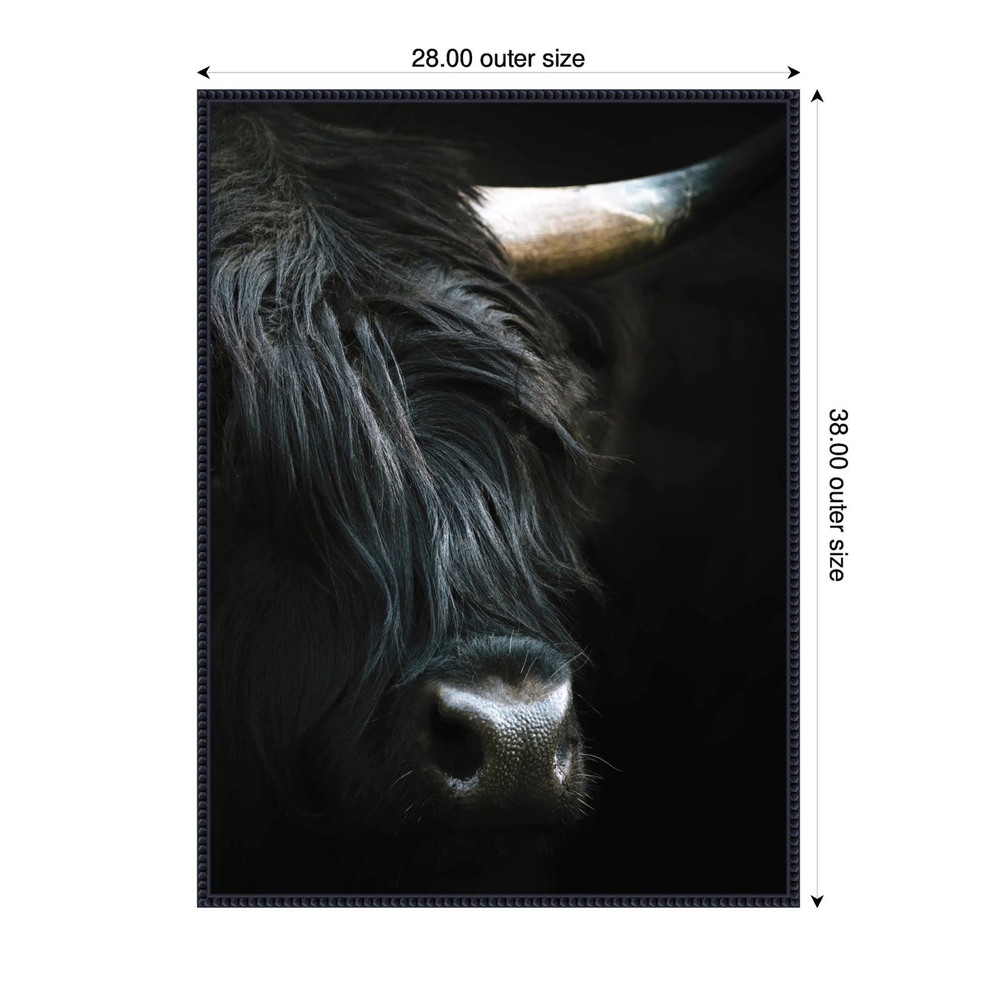 Minimalist Black Highland Cow Framed Canvas Wall Art
