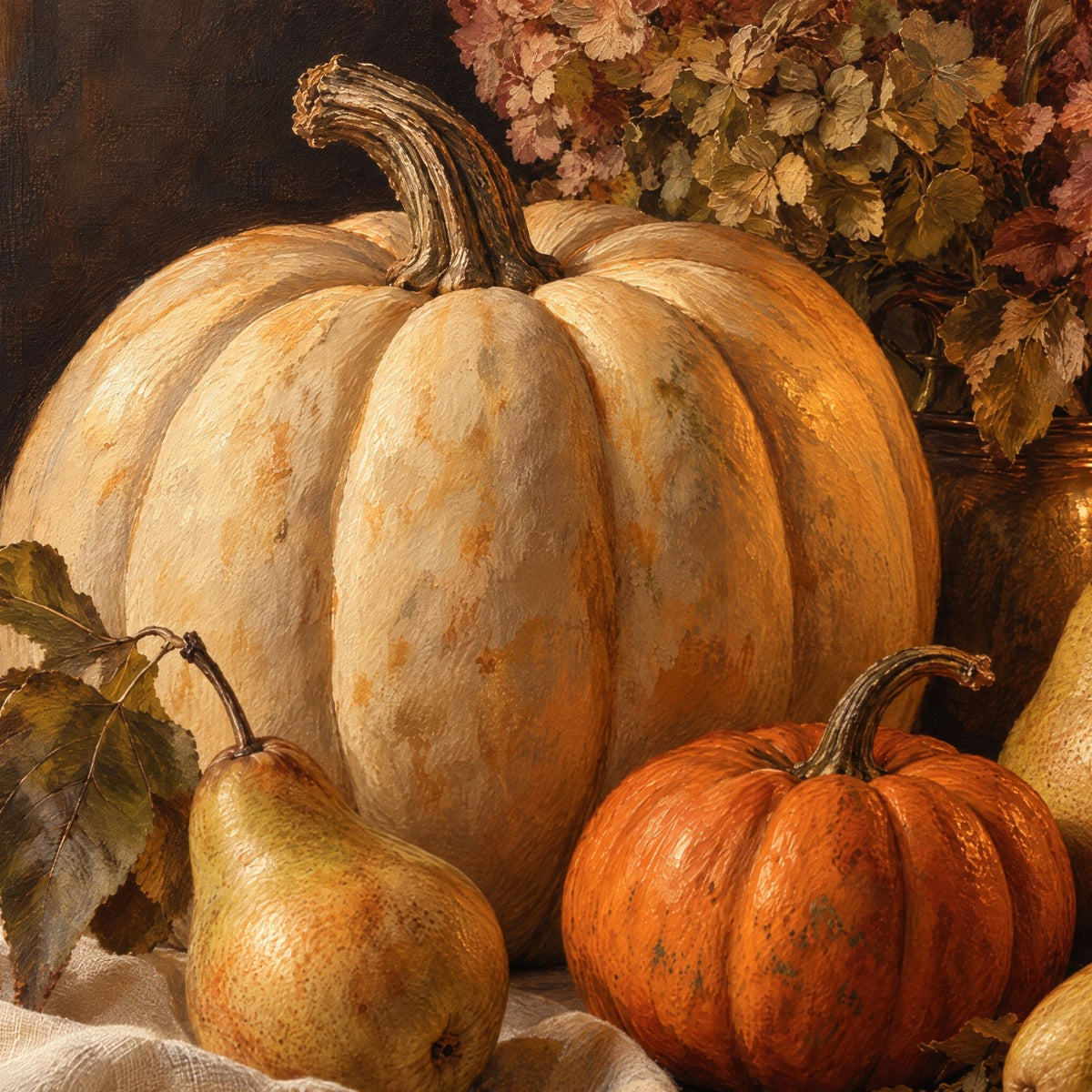 Moody Still Life Wall Art, Autumn Harvest Table Print