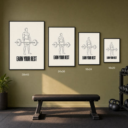 Barbell Wall Art for Home Gym - Framed Minimalist Deadlift Print
