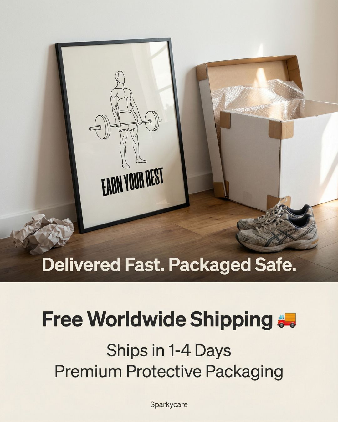 Earn Your Rest — Minimalist Deadlift Gym Poster