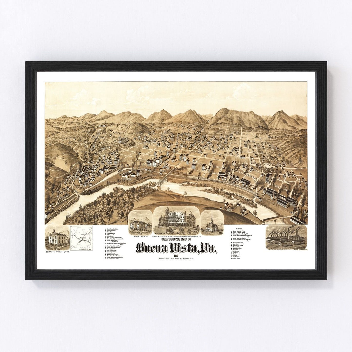 Vintage map of Buena Vista, Virginia, 1891