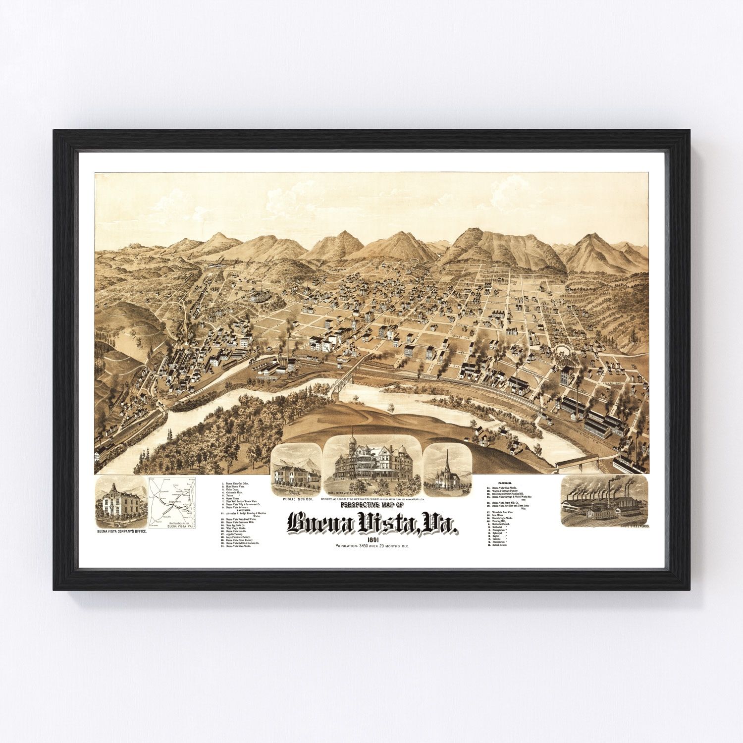 Vintage map of Buena Vista, Virginia, 1891