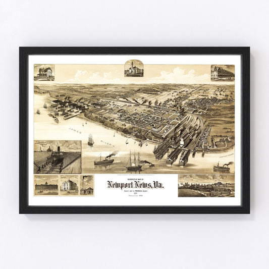 Vintage map of Newport News, Virginia, 1891