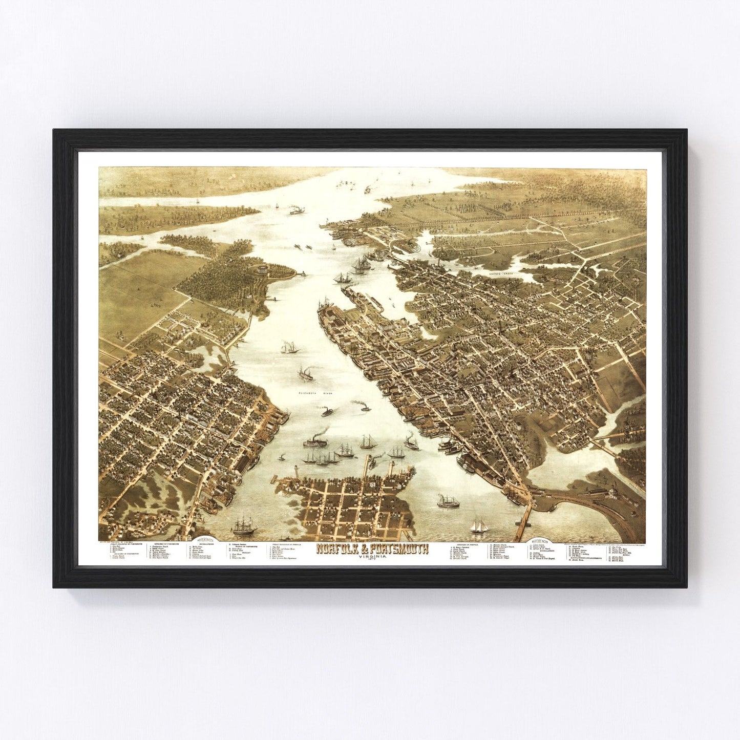 vintage map of Norfolk, Virginia, 1873