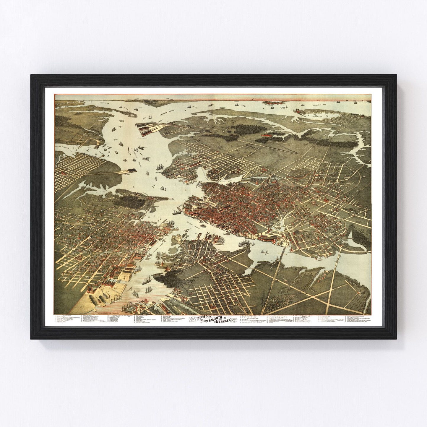 vintage map of Norfolk, Virginia, 1891