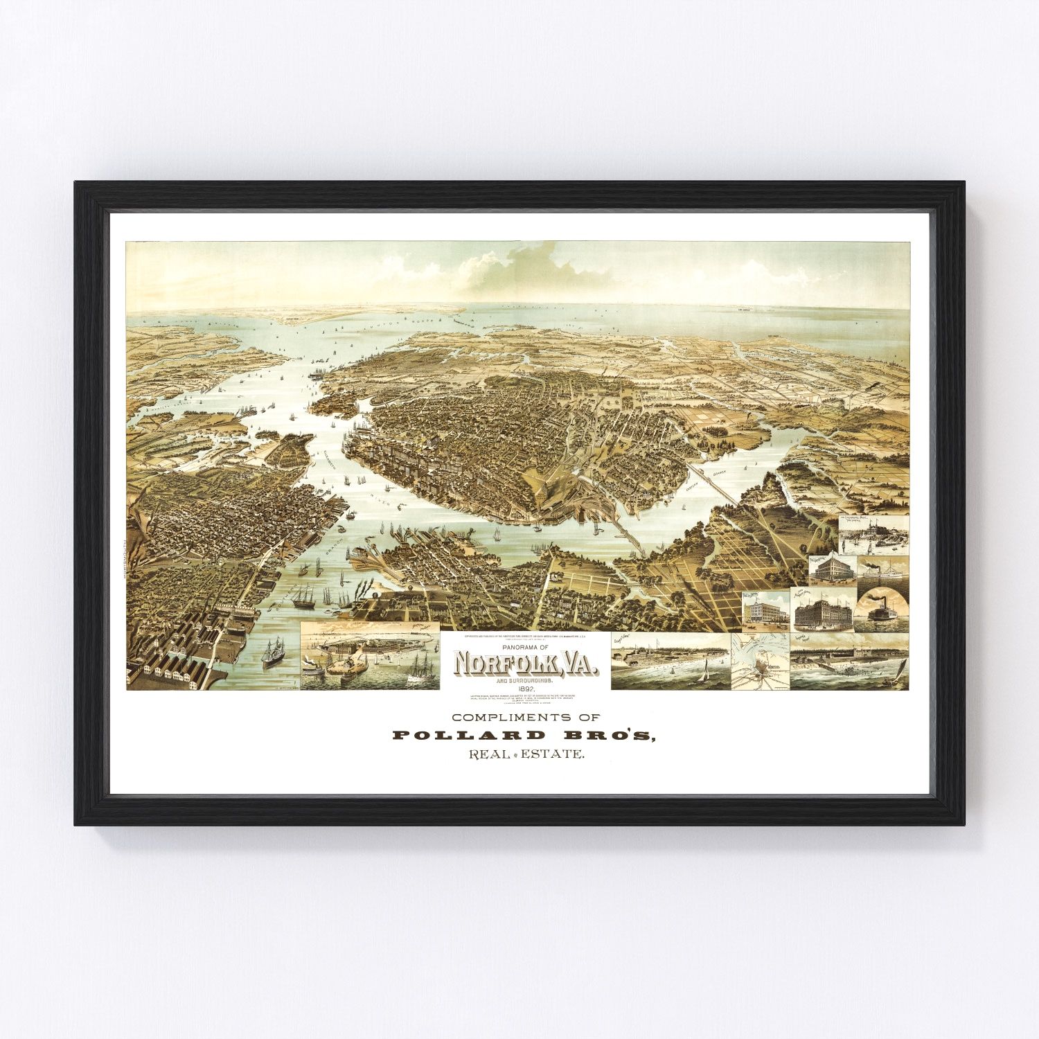 vintage map of Norfolk, Virginia, 1892