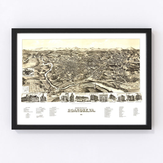 Vintage map of Roanoke, Virginia, 1891