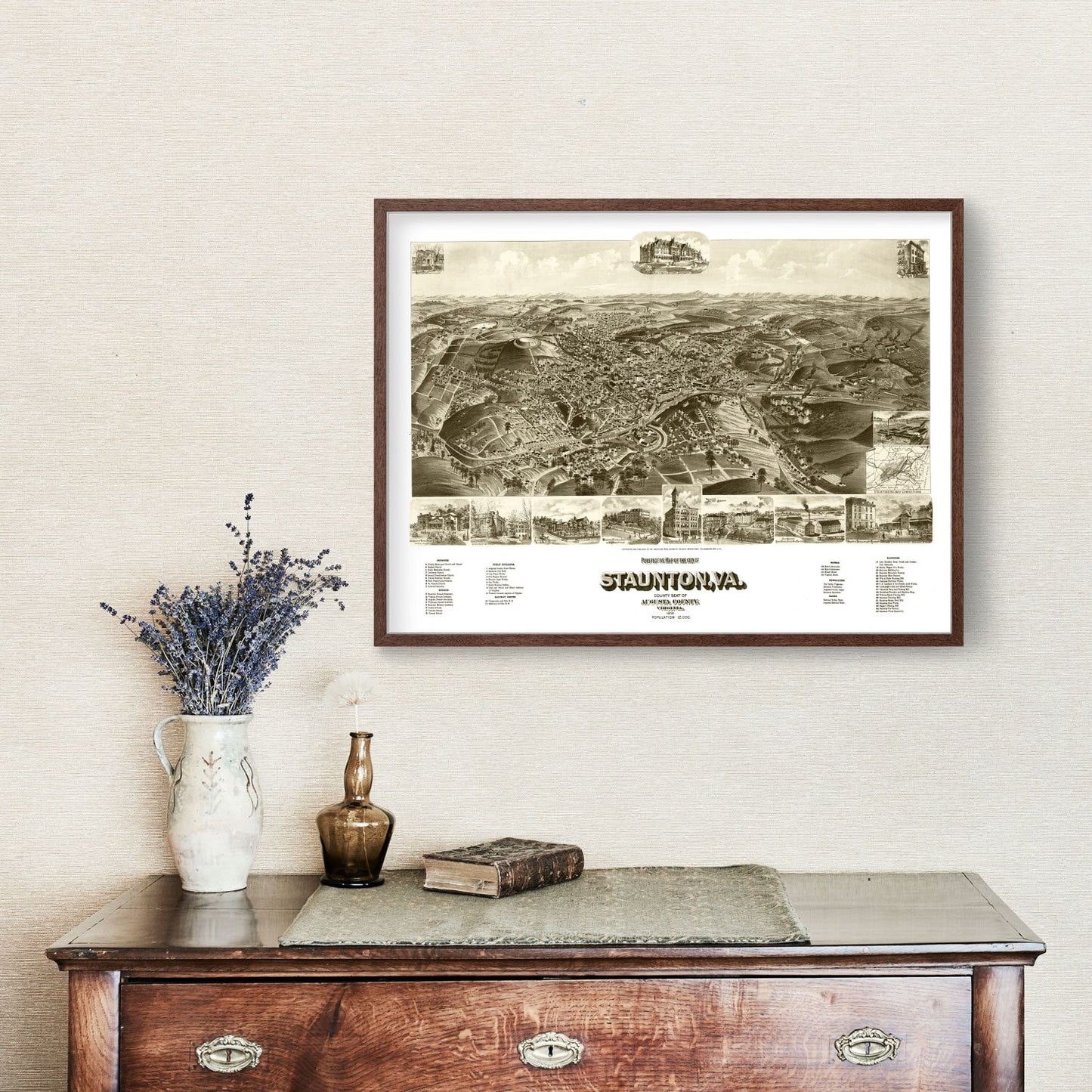 Vintage Map of Staunton, Virginia, 1891