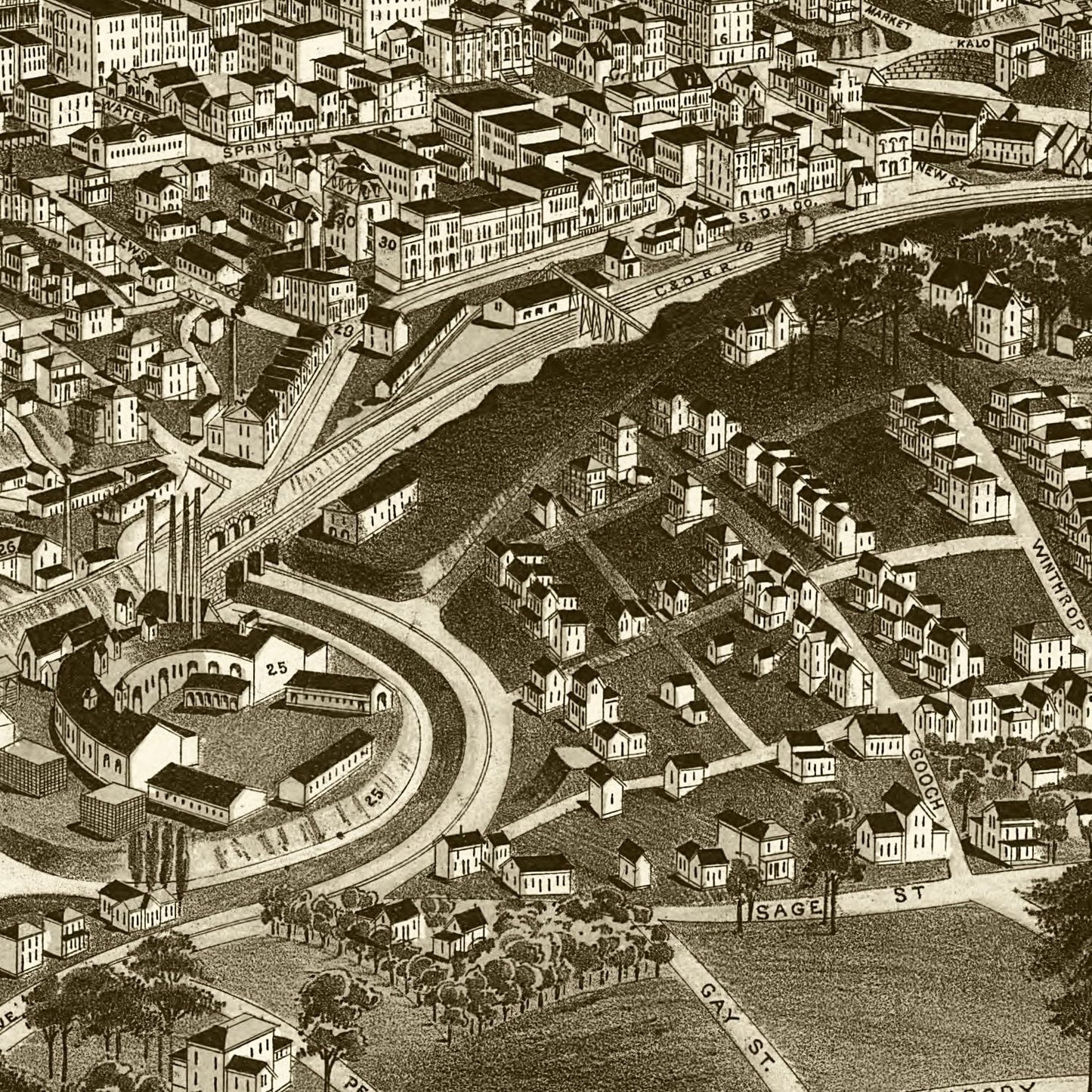 Vintage Map of Staunton, Virginia, 1891