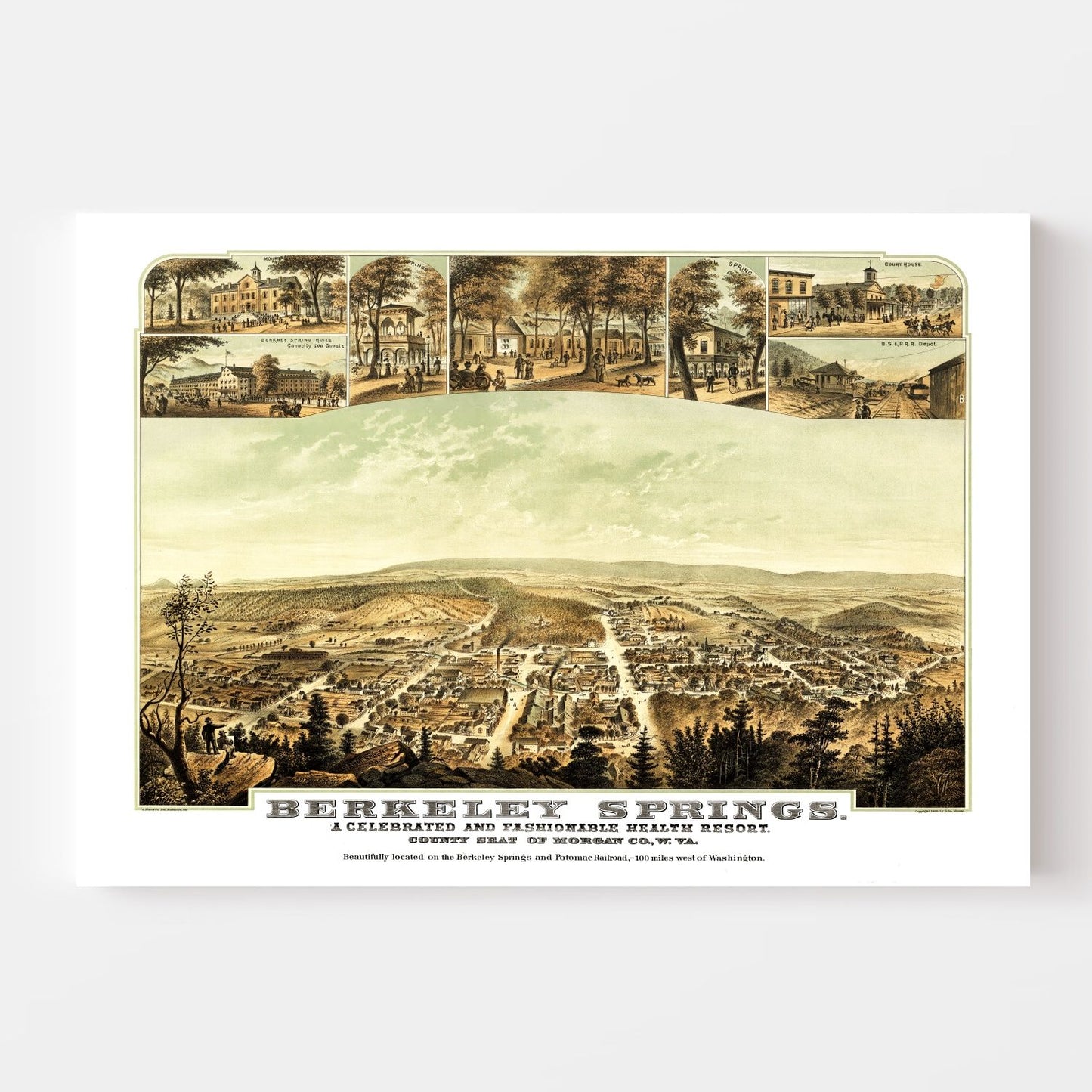 Vintage Map of Berkeley Springs, Virginia, 1889