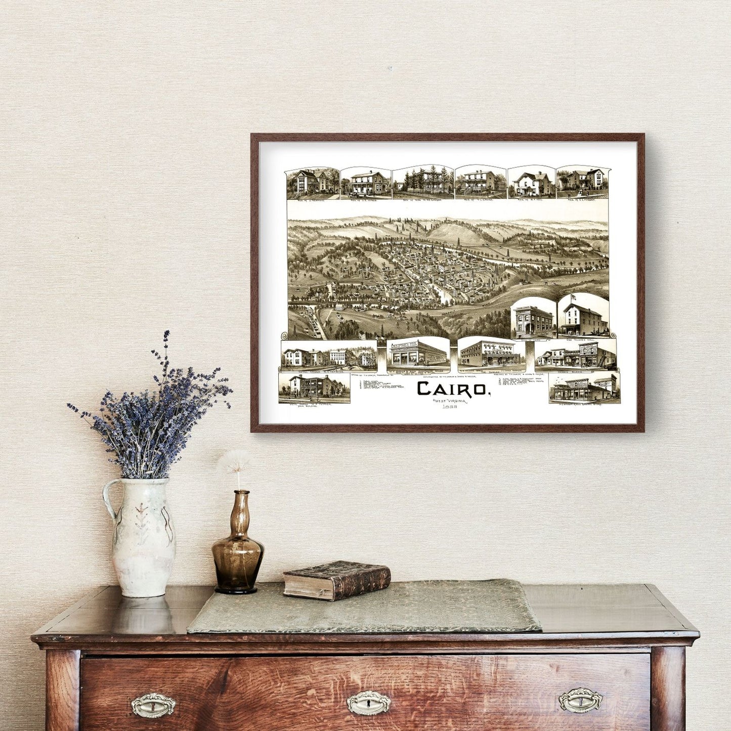 Vintage Map of Cairo, West Virginia, 1899 Wall Art