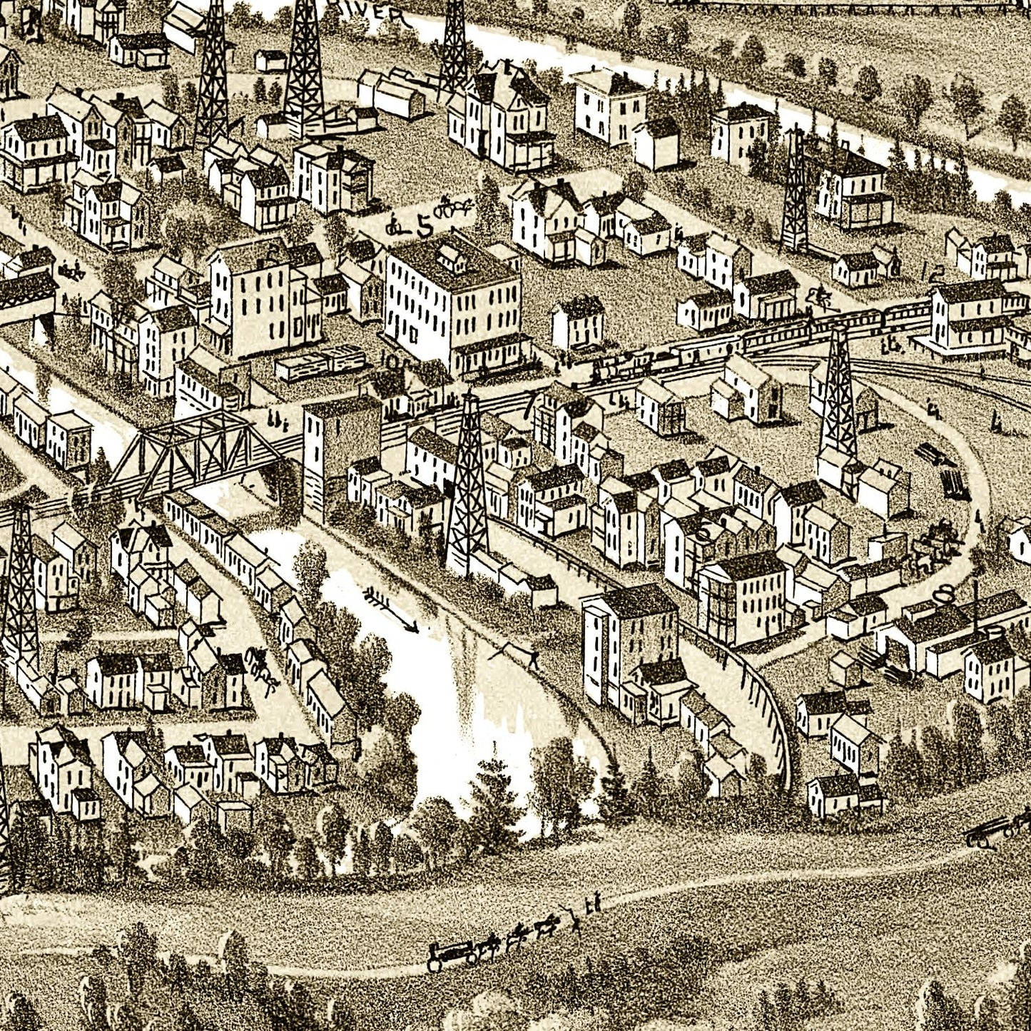 Vintage Map of Cairo, West Virginia, 1899 Wall Art