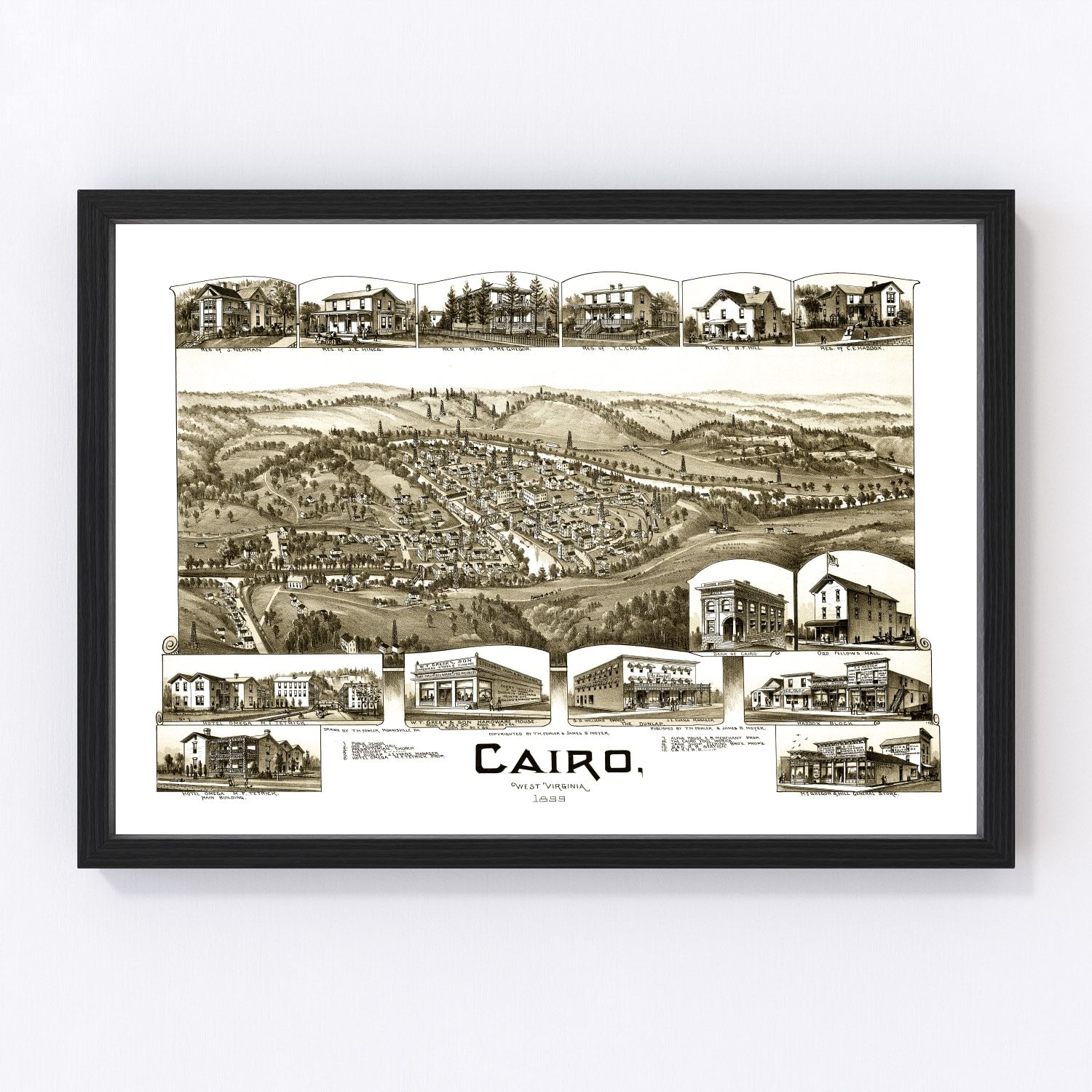 Vintage map of Cairo, West Virginia, 1899, digitally restored