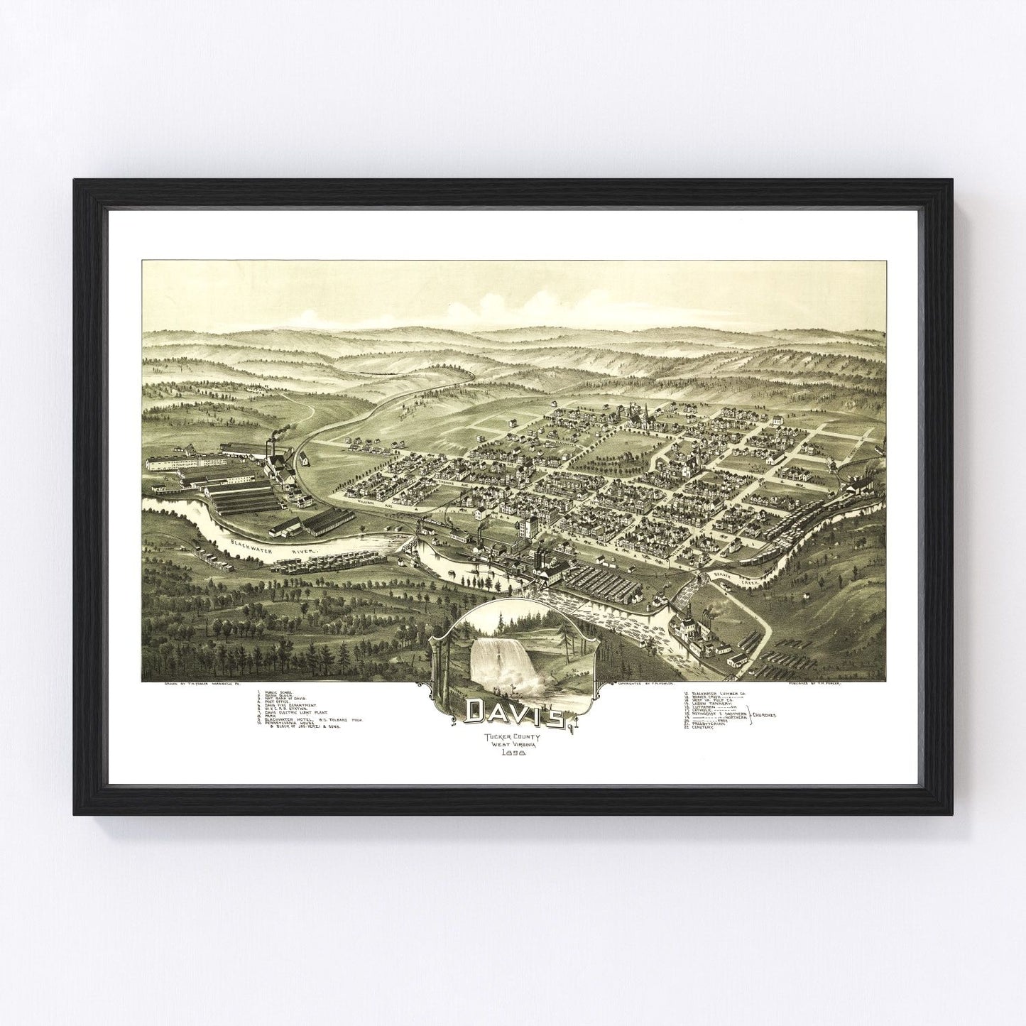 Vintage map of Davis, West Virginia, 1898