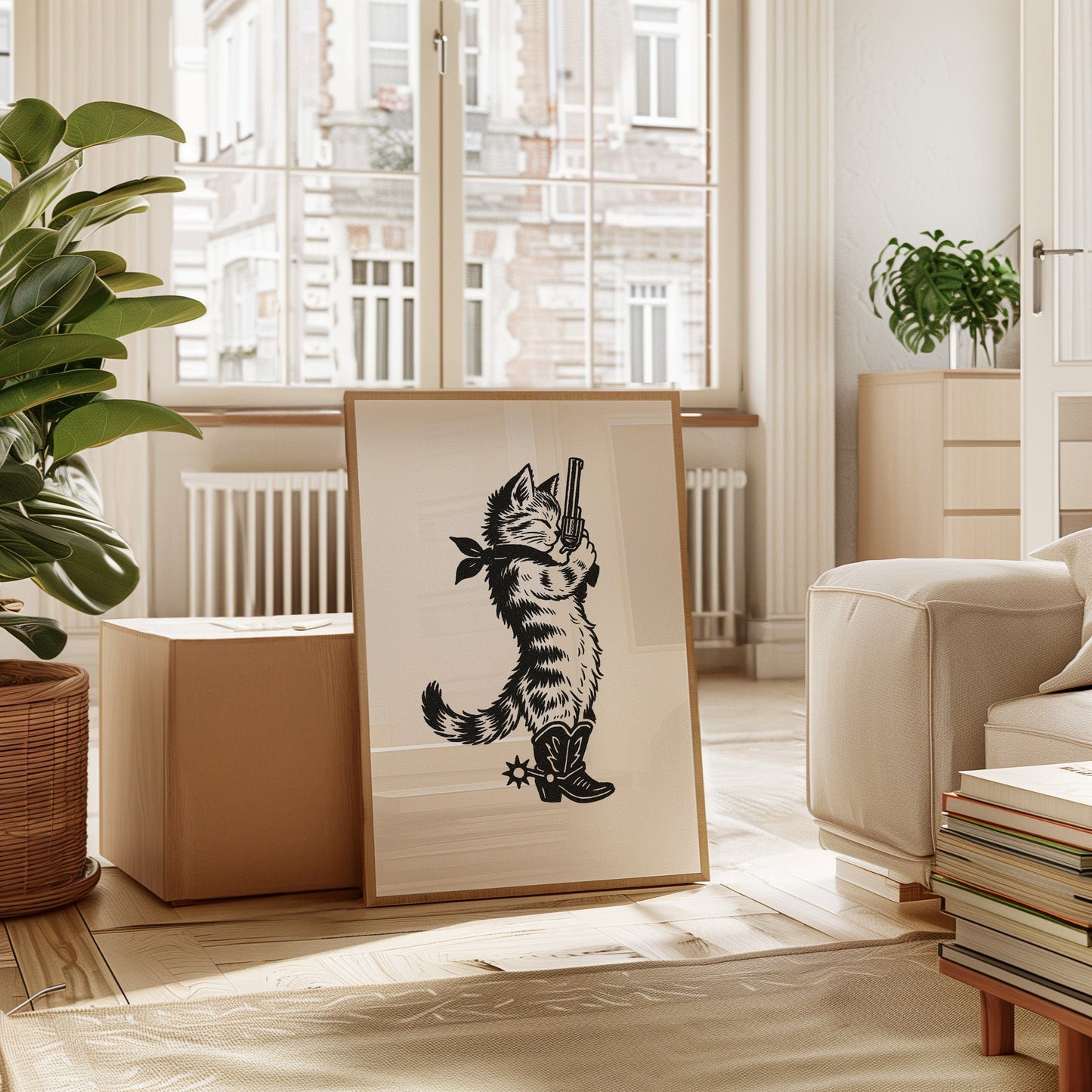 Cowboy Cat Sheriff Western Cat Wall Art Print