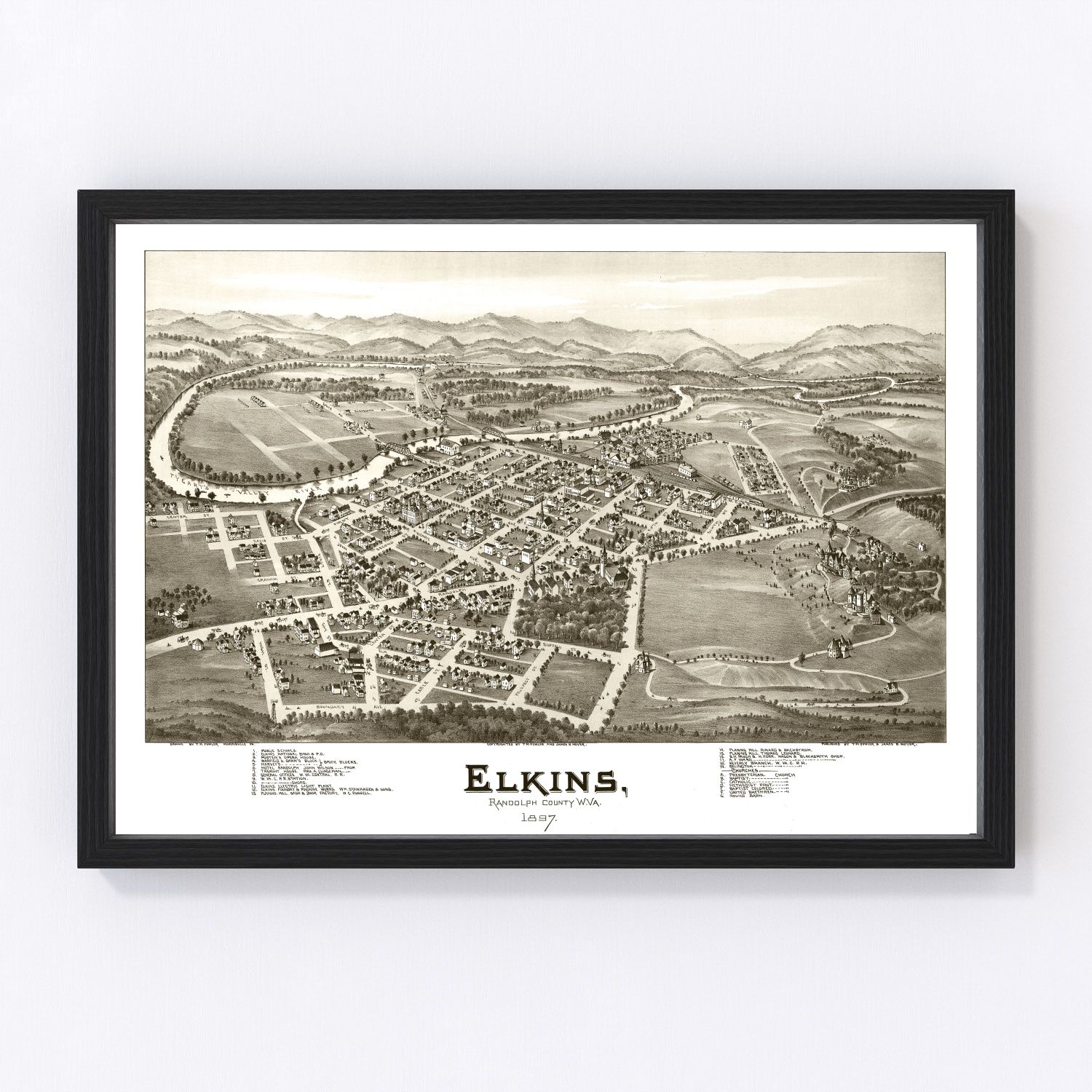 Vintage map of Elkins, West Virginia, 1897