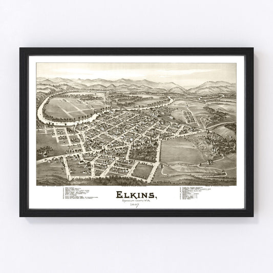 Vintage map of Elkins, West Virginia, 1897