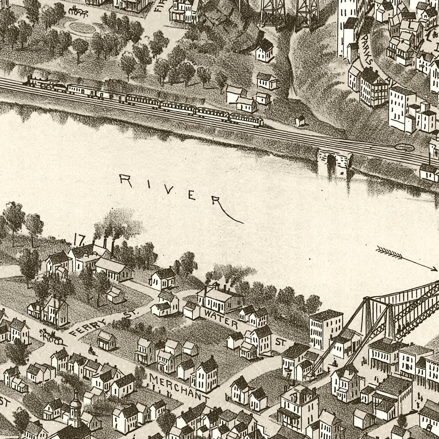 Vintage Map of Fairmont & Palatine, West Virginia, 1897