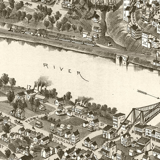 Vintage Map of Fairmont & Palatine, West Virginia, 1897