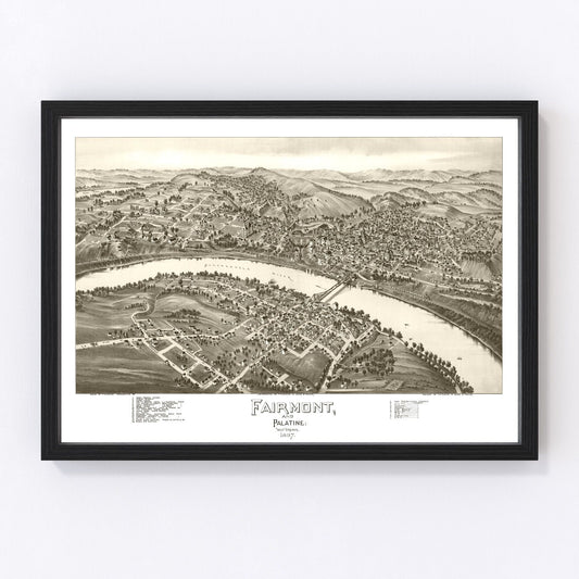 Vintage map of Fairmont and Palatine, West Virginia, 1897