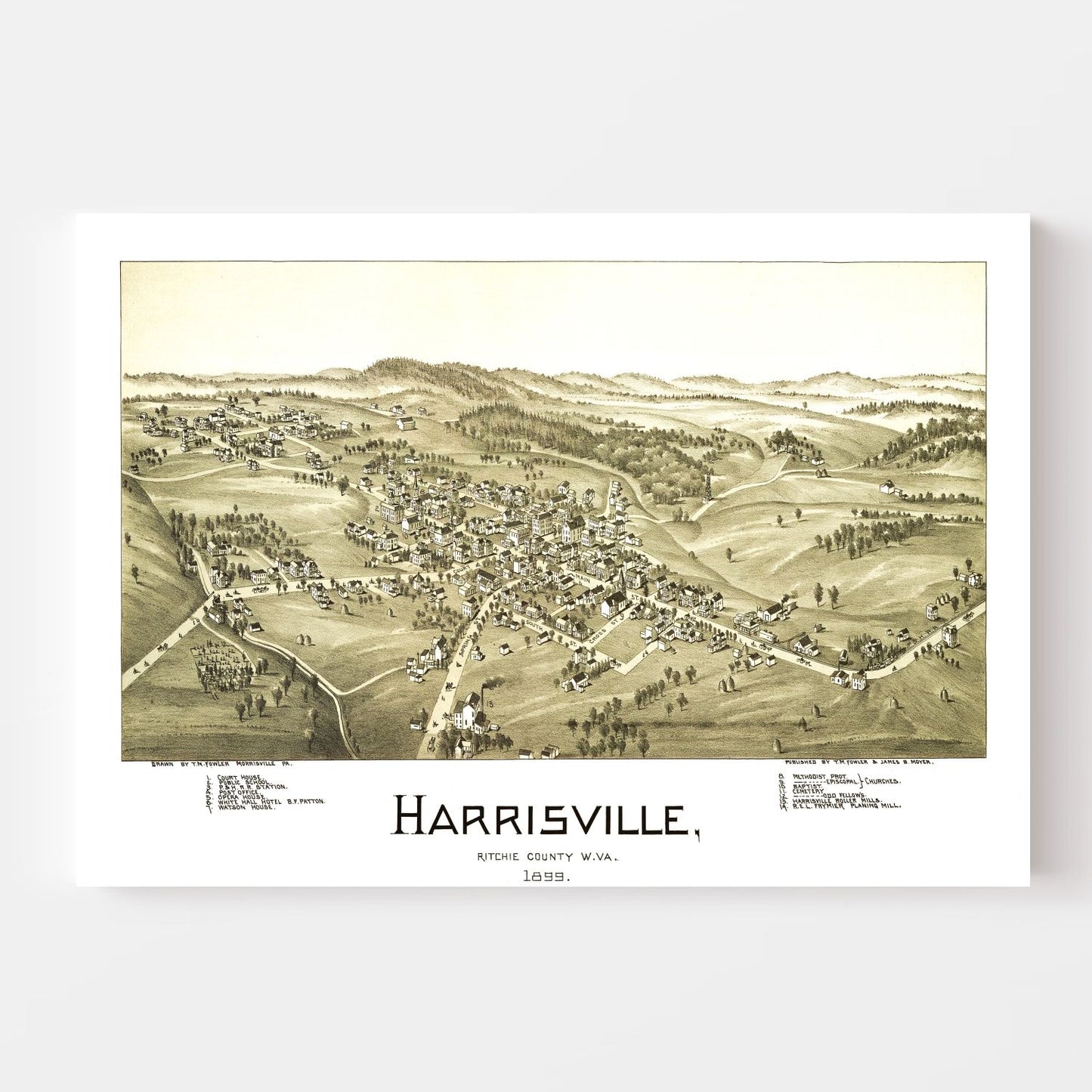 Vintage Map of Harrisville, West Virginia, 1899
