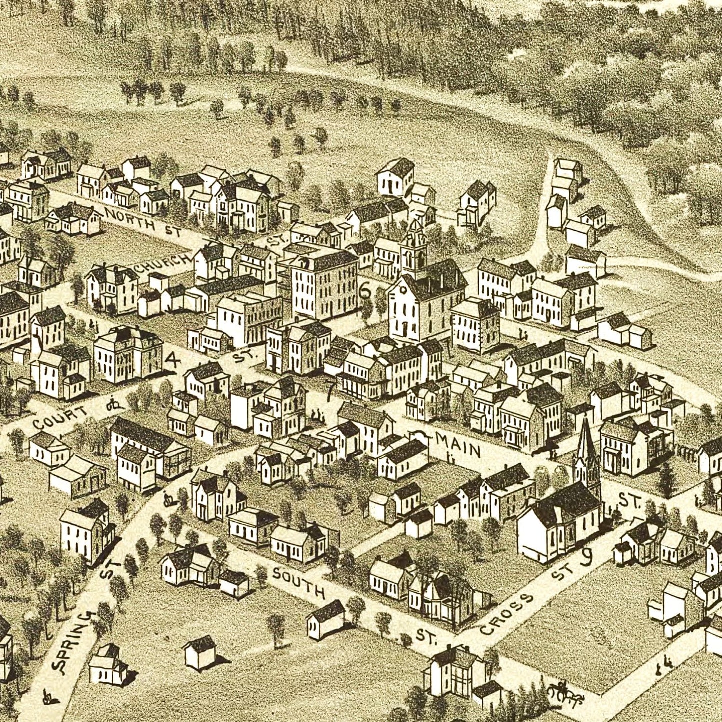 Vintage Map of Harrisville, West Virginia, 1899
