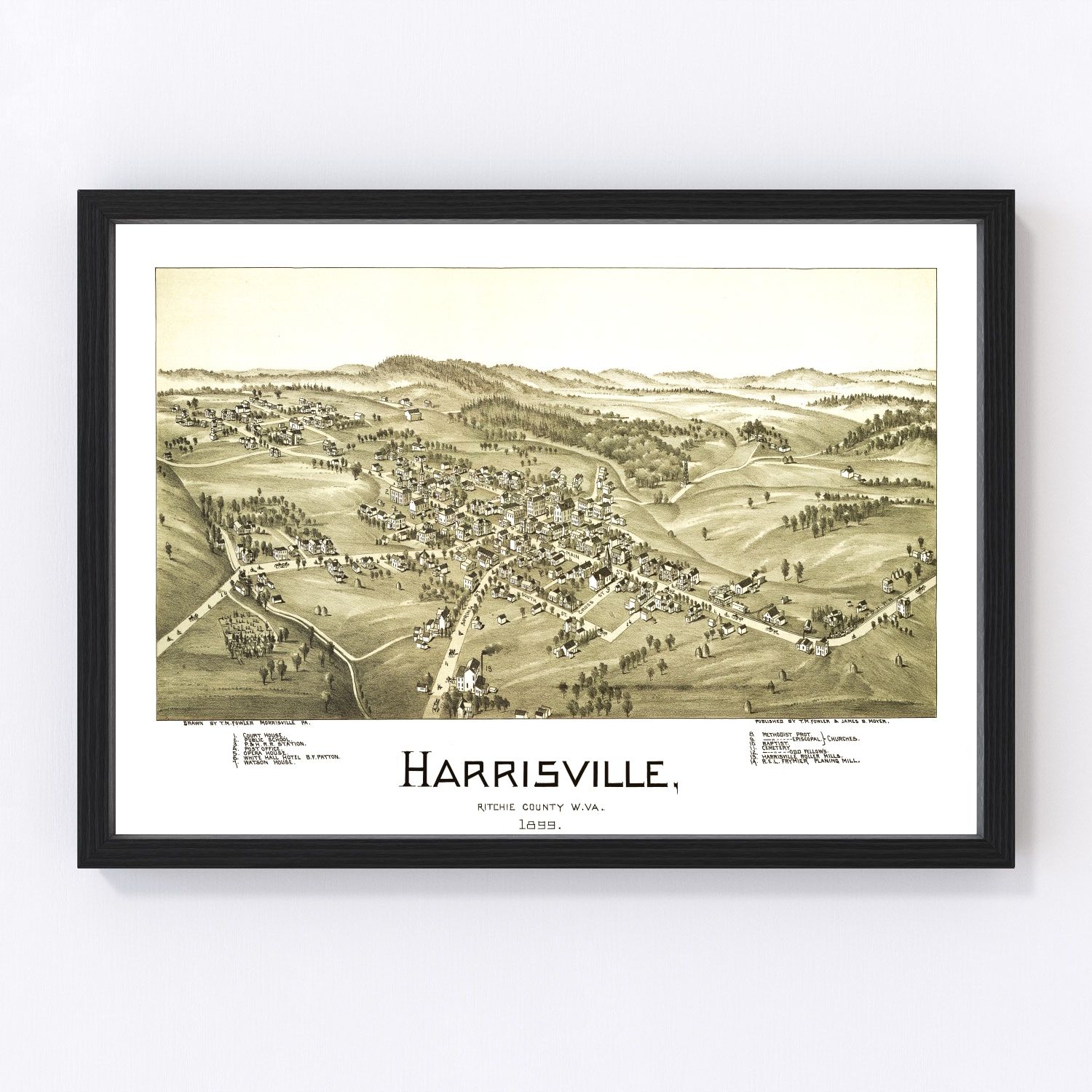 Vintage map of Harrisville, West Virginia, 1899