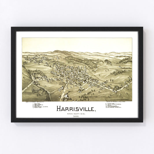 Vintage map of Harrisville, West Virginia, 1899