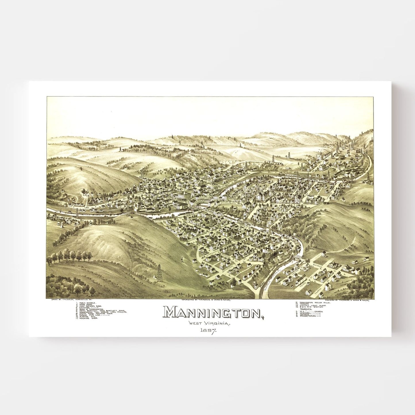 Vintage Map of Mannington, West Virginia, 1897