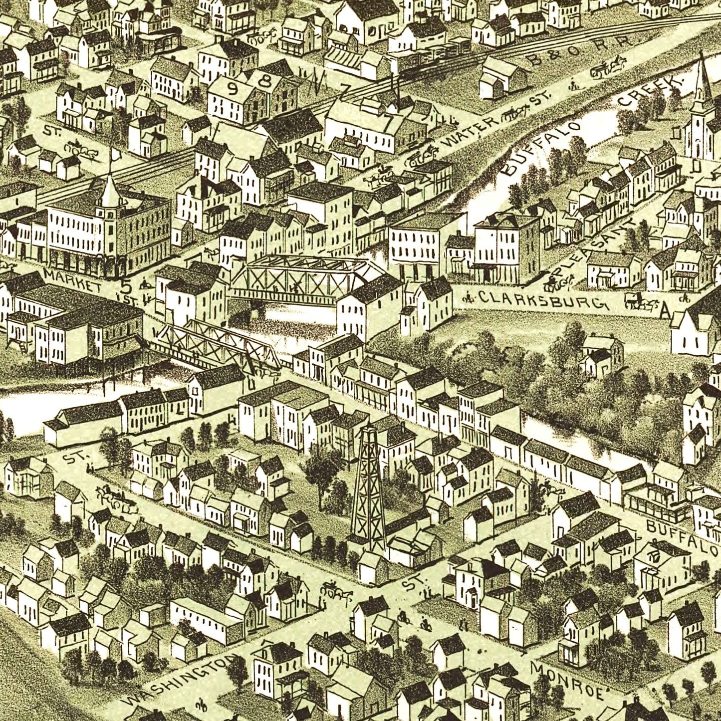 Vintage Map of Mannington, West Virginia, 1897