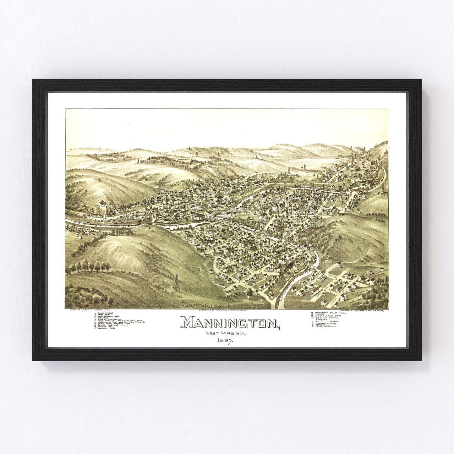 Vintage map of Mannington, West Virginia, 1897