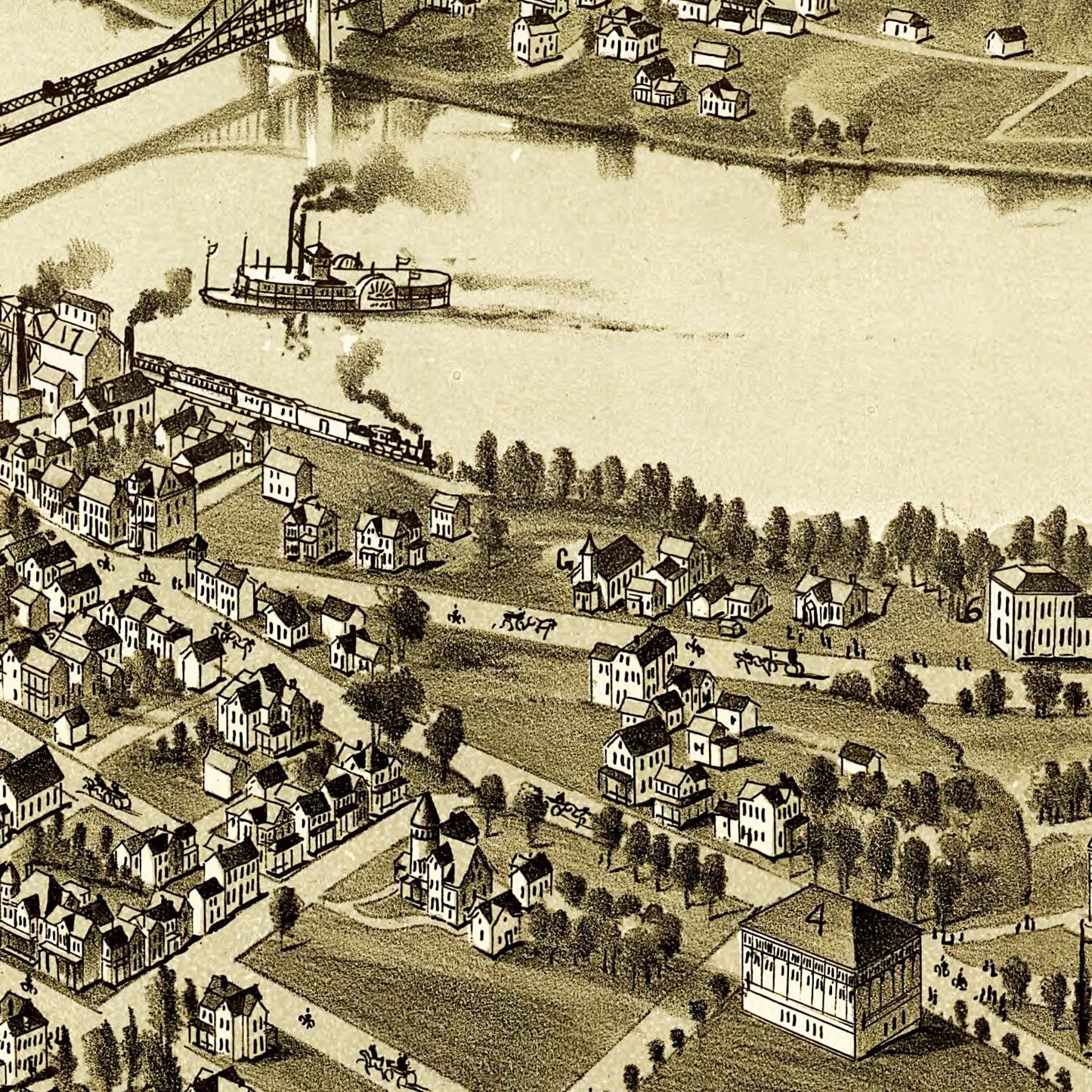 Vintage Map of Morgantown, West Virginia, 1897
