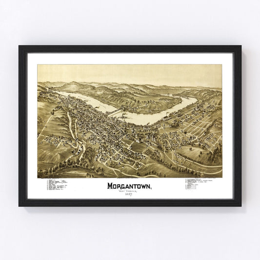 Vintage map of Morgantown, Monongalia County, West Virginia, 1897