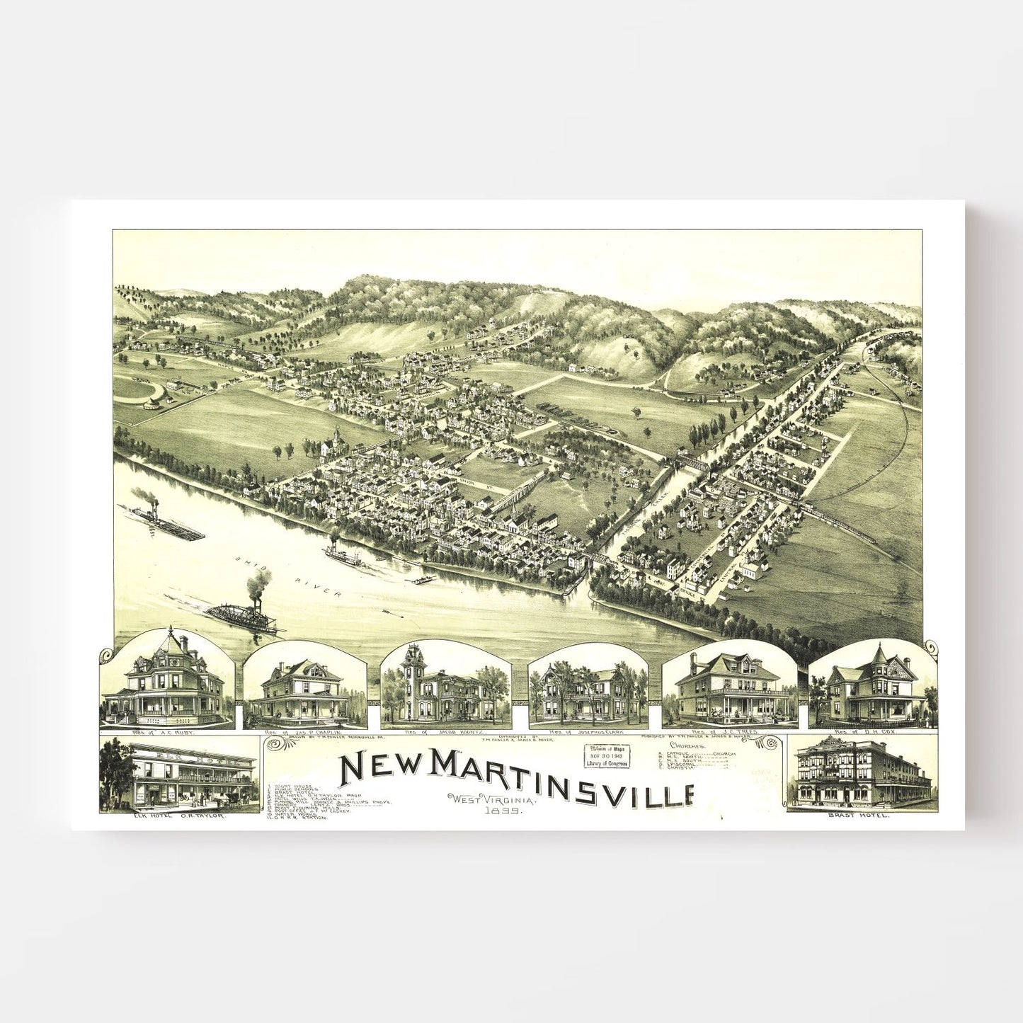 Vintage Map of New Martinsville, West Virginia, 1899