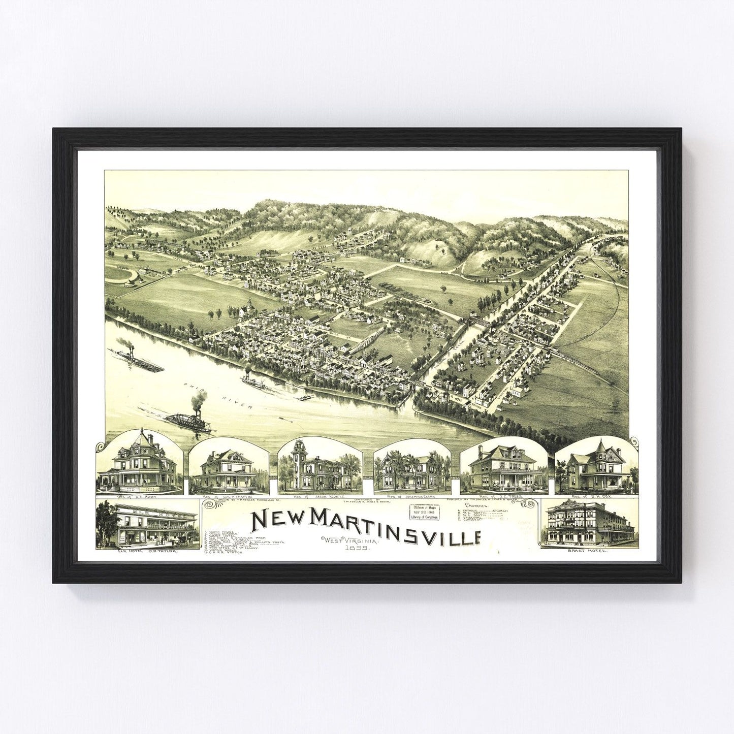 Vintage map of New Martinsville, Wetzel County, West Virginia, 1899