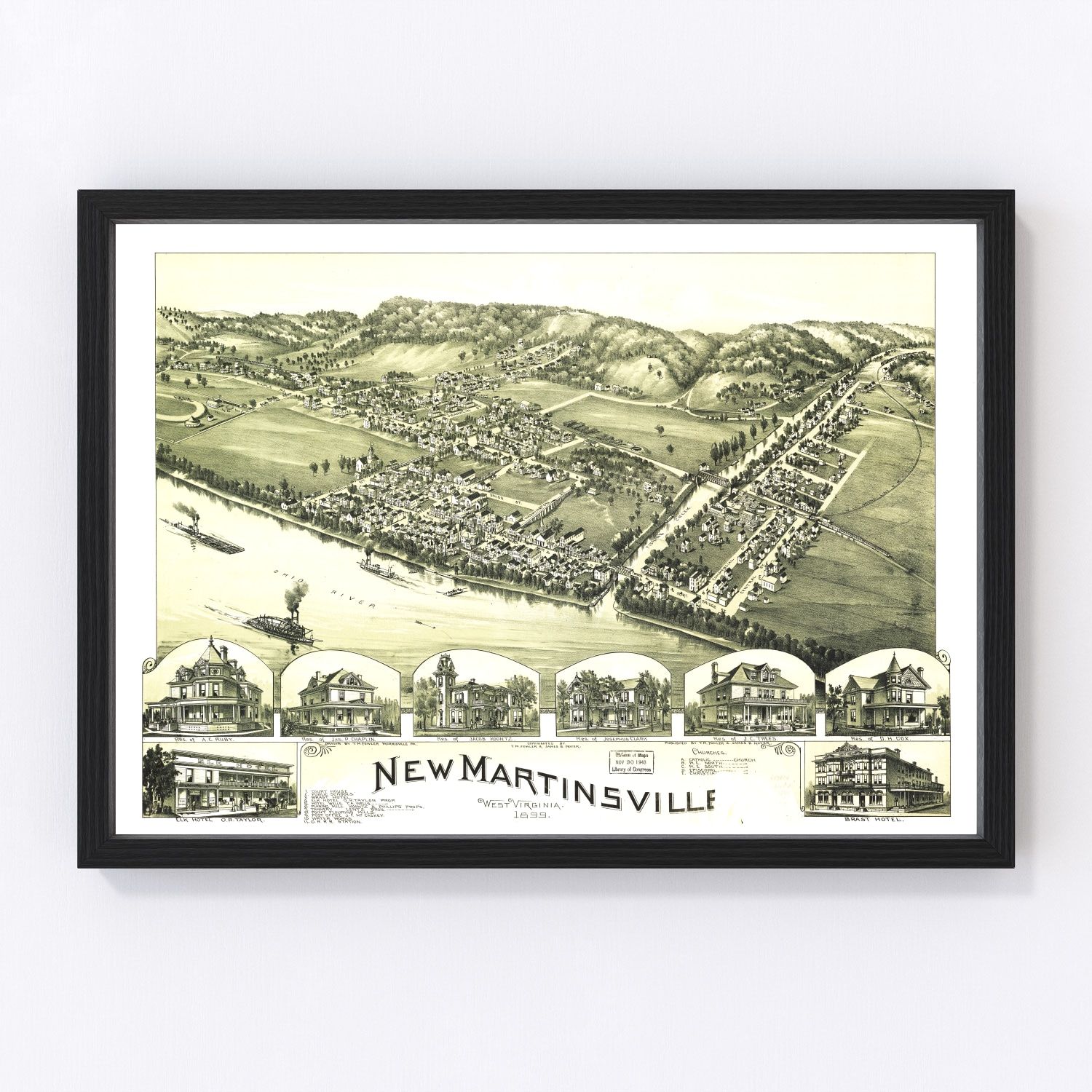 Vintage map of New Martinsville, Wetzel County, West Virginia, 1899