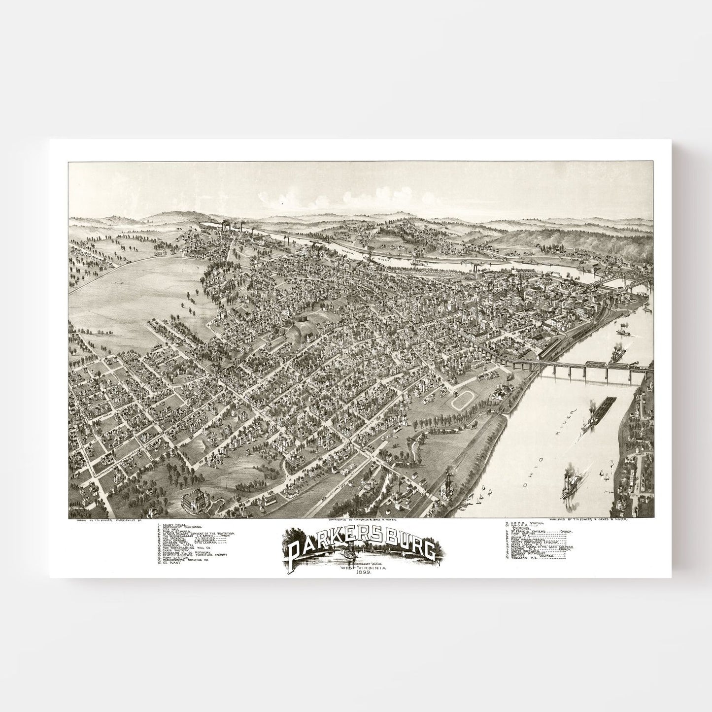 Vintage Map of Parkersburg, West Virginia, 1899