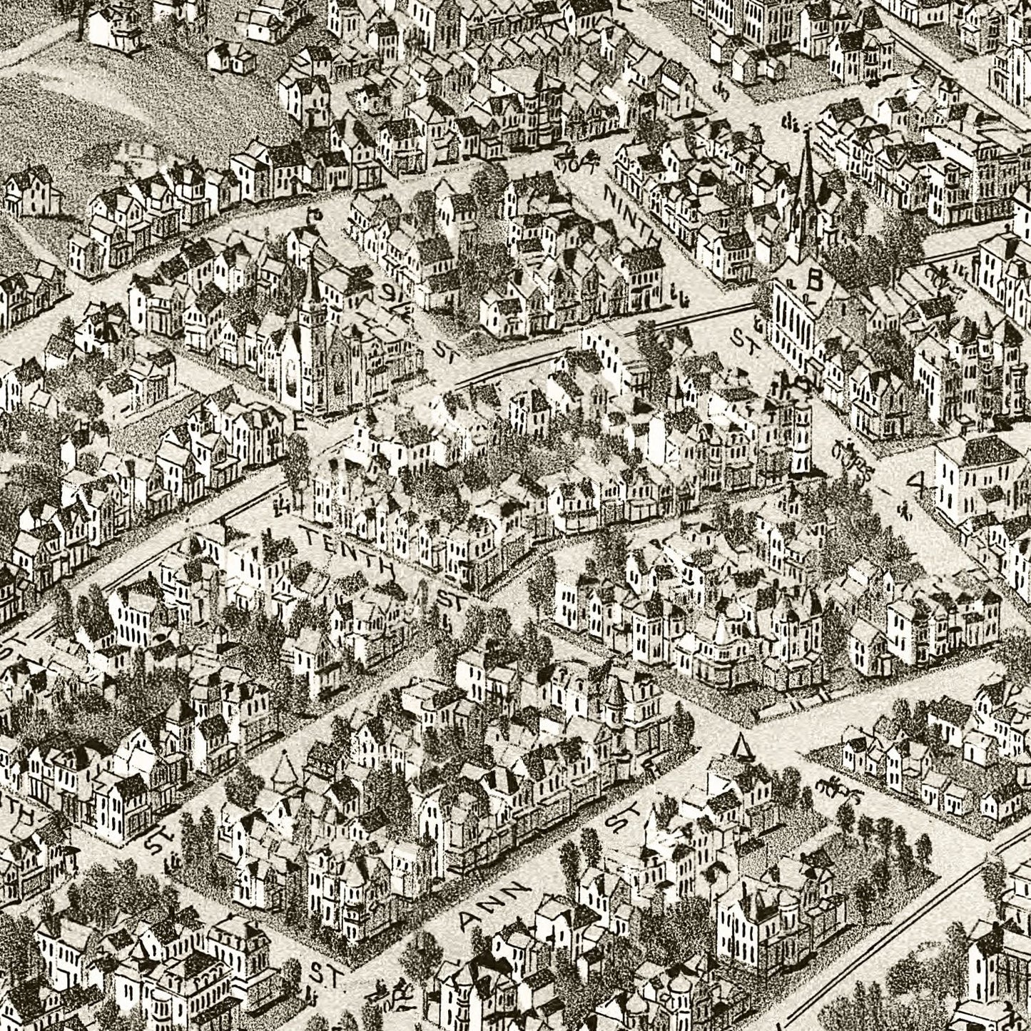 Vintage Map of Parkersburg, West Virginia, 1899