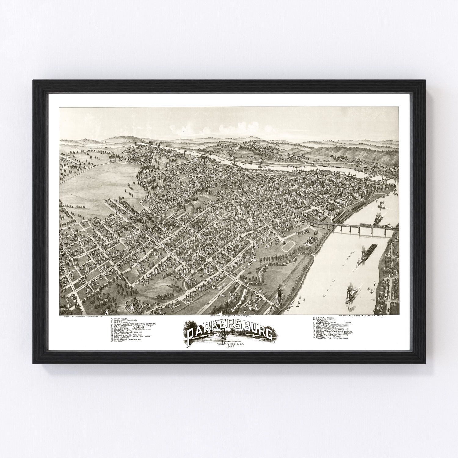 Vintage map of Parkersburg, West Virginia, 1899